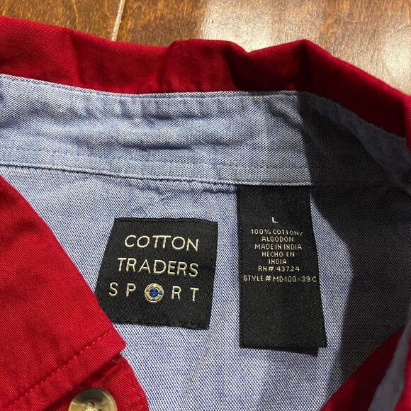 Cotton Traders Sport Vintage 90s USA American Flag Button Down Shirt Men's Large - Picture 6 of 8